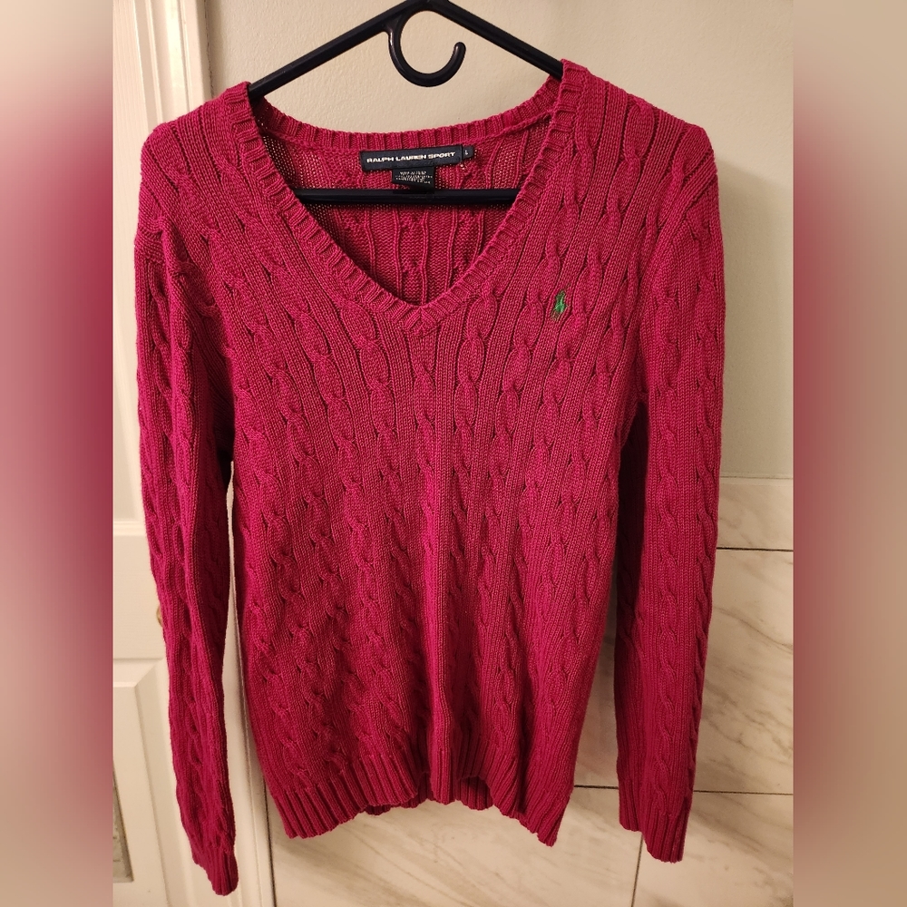 Ralph Lauren Sport Pink V-neck Sweater